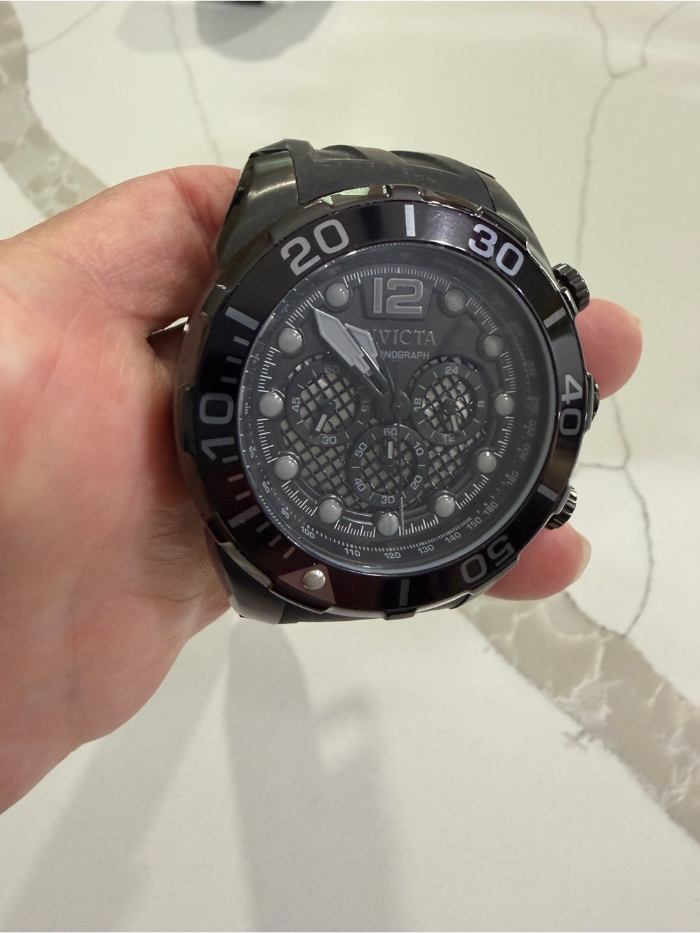 Invicta Black Stainless Steel pro diver Chronograph Watches.